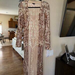 Elegant Sequin Long Cardigan